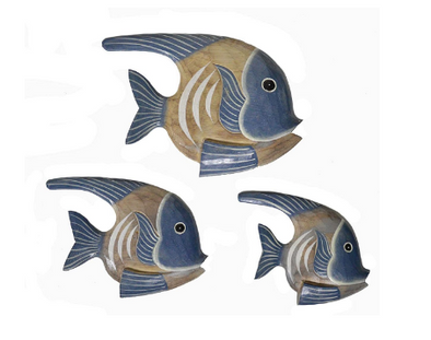 Wood Angel Fish Wall Art (Set of 3)