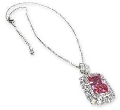 Jacqueline Kent Silver Pink Square Crystal Necklace