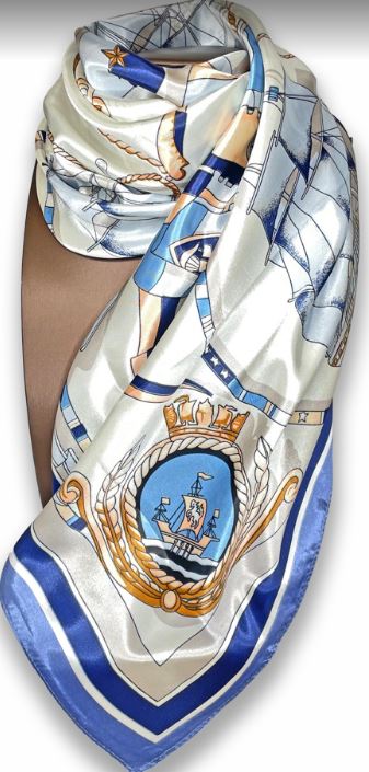 Mariners Cross Light Blue Nautical Scarf by Jacqueline Kent