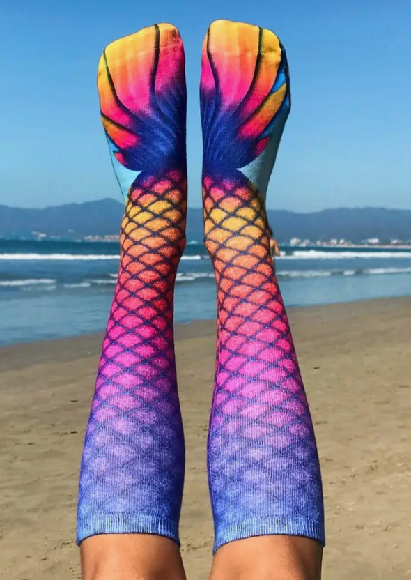 Orange Mermaid Knee High Socks
