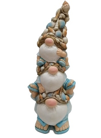 Triple Gnome with Shell Hat Figurine