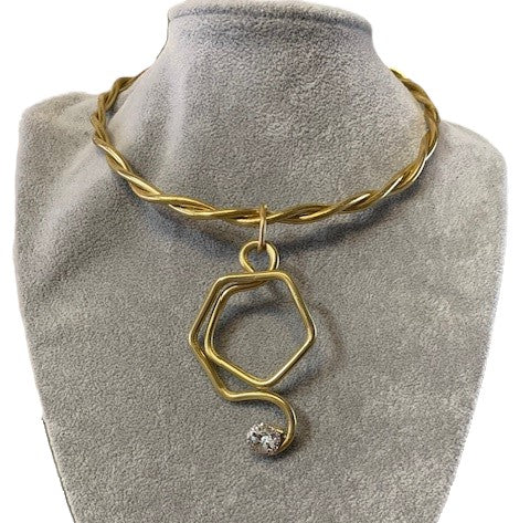 Jeff Lieb Swarovski Gold Necklace
