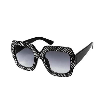 Black Square Frame Dotted Sunglasses