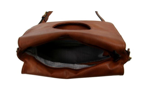 Brown Vegan Woven Flap Crossbody Bag