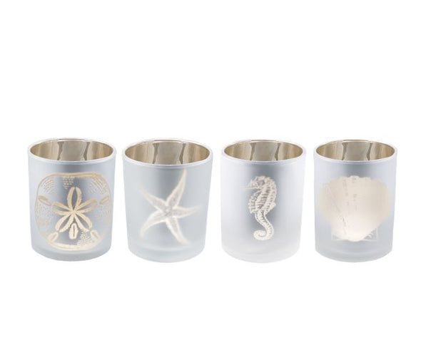 Silver Glass Tea Light Holders (Set of 4)