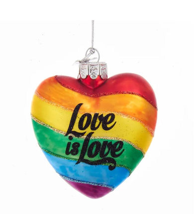 Love is love rainbow pride glass ornament