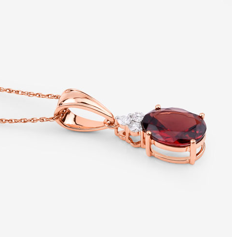 2.84K Genuine Rhodolite & Diamond 14K Rose Gold Pendant