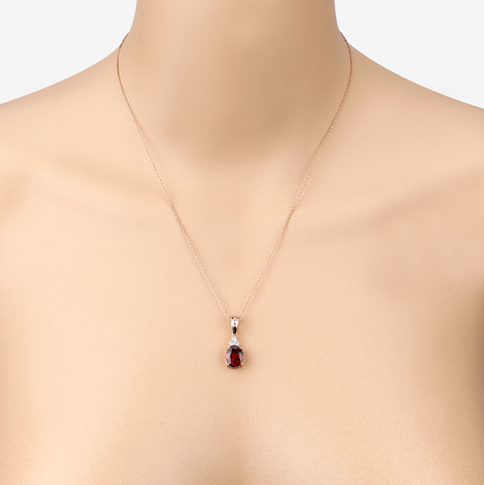 2.84K Genuine Rhodolite & Diamond 14K Rose Gold Pendant