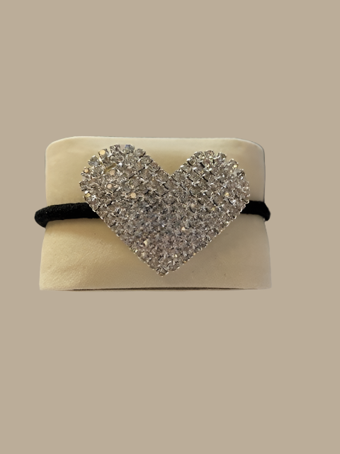 Rhinestone Heart Hair Tie