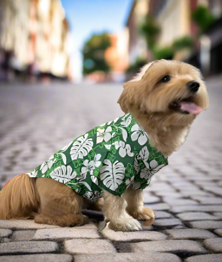 Green Hawaiian Camp Shirt for Dogs