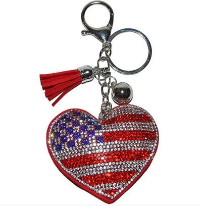 American Flag Heart Keychain