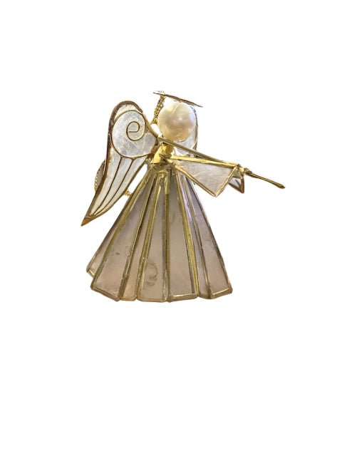 Gold Cone Angel with Flute Ornament