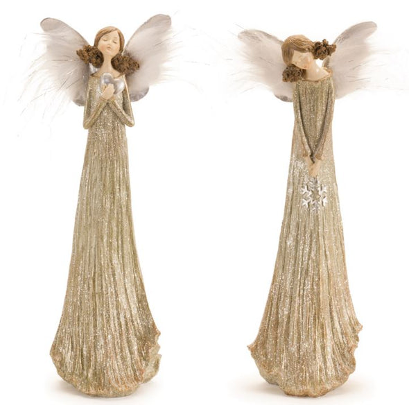 Winter Angels with Feathered Wings (Set of 2)