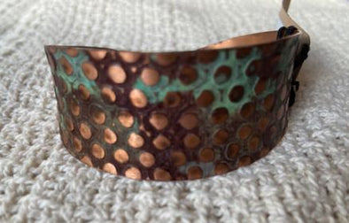 Copper Patina Dotted Cuff Bracelet