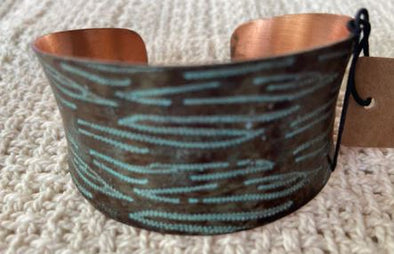 Copper Patina Veined Cuff Bracelet