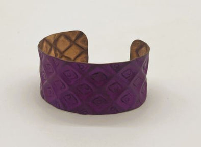 Purple Geo Copper Patina Cuff Bracelet