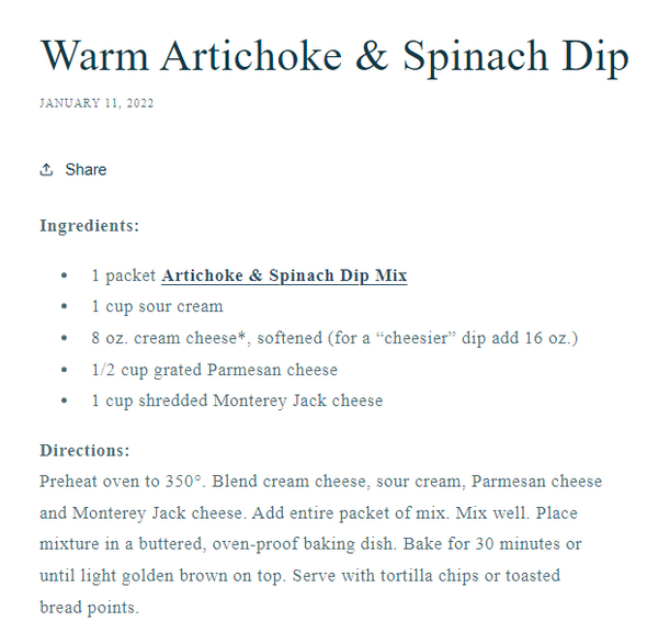 Artichoke & Spinach Dip