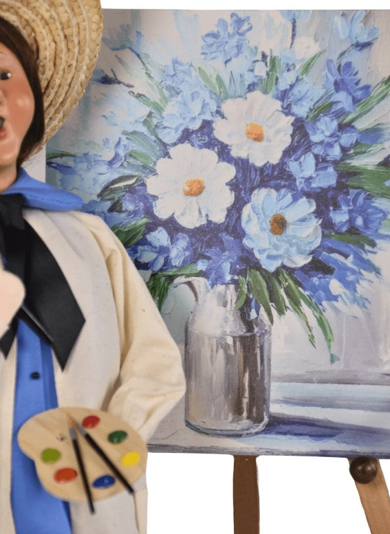 Artist Painting Flowers by Byers' Choice