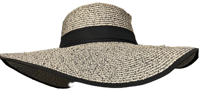 Straw Brim Beach Hat with Black Ribbon