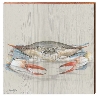 Blue Crab Resting Wooden Artwork | Wall Art Print on Real Wood | Artist: Art Lamay