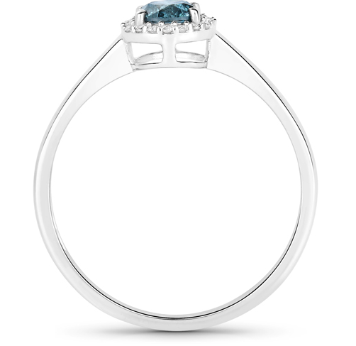 .45K Genuine Blue Diamond & White Diamond 14K White Gold Ring