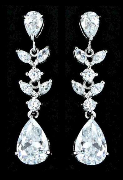 Delicate Cubic Zirconia Petal Drop Earrings from Jim Ball Designs