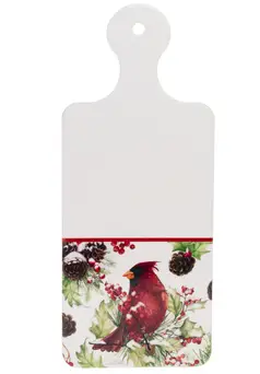 Cardinals in Holly Handled Trivet Tray