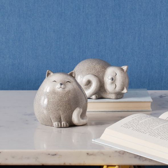 Grey Whimsical Cats (Set of 2)