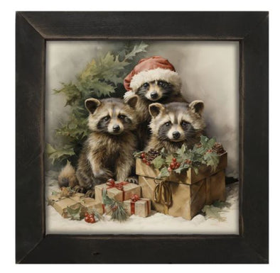 Christmas Racoons Framed Print