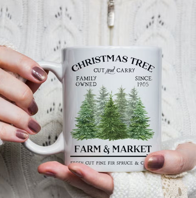 Cut & Carry Christmas Trees White Ceramic Mug