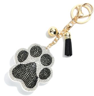 Rhinestone Dog Paw Keychain