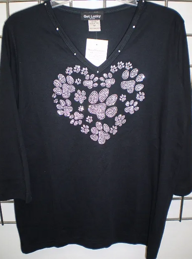 Hearts & Dog Paws Embellished T-Shirt