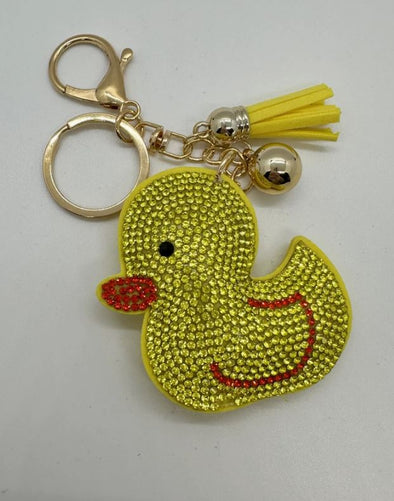 Rhinestone Duck Keychain