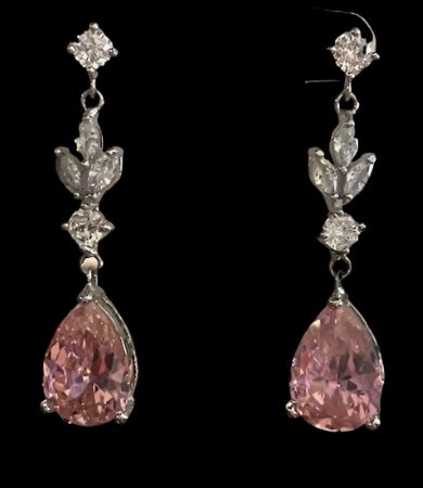 Pink Swarovski Crystal Drop Earrings from Jim Ball Designs