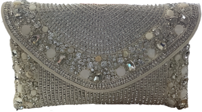 Ivory Beads & Crystal Stone Clutch from David Jeffrey