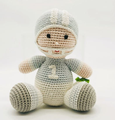 Football Player Hand Knit Doll