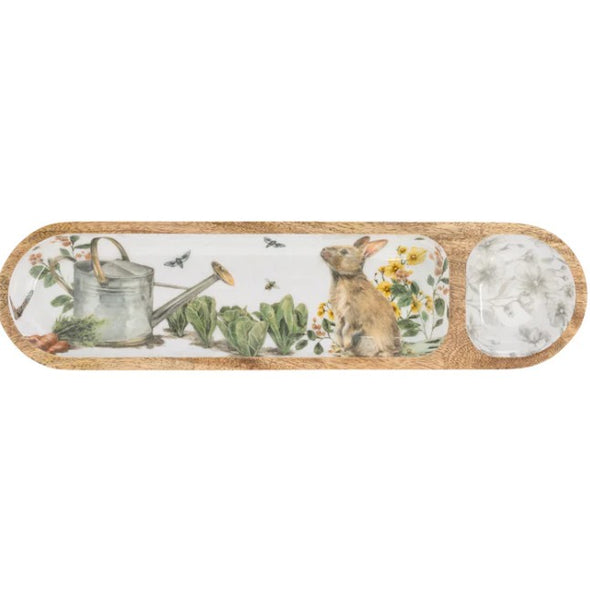 Garden Rabbit Wood Sectioned Tray