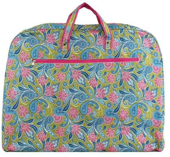 Travel Garment Bag Green Paisley