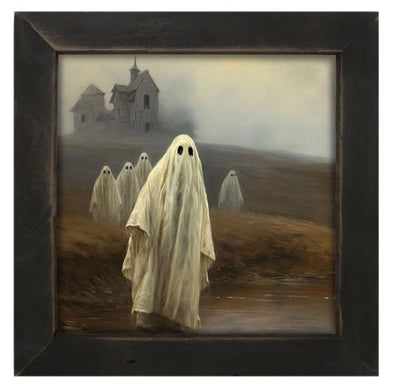 Ghosts in Front of Old House