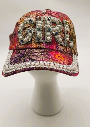 "Girl" Floral Bling Cap