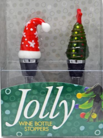 Glass Holiday Wine Bottle Stoppers