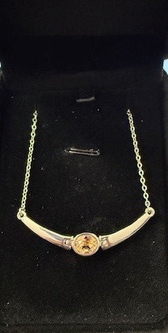 Sterling Silver Necklace with Amber Crystal