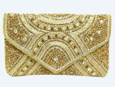 Gold & Clear Crystal Clutch from David Jeffrey
