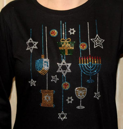 Beaded Hanukkah Long Sleeve T-Shirt