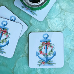 Holiday Anchor Drink Coasters (Set of 4)