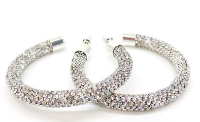 Glittering  Medium Hoop Earrings by Jacqueline Kent