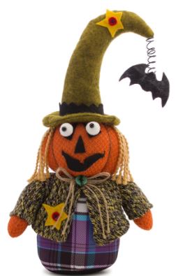 Green and Black Witch, Cat and Jack-O-Lantern Halloween Figure Decoration