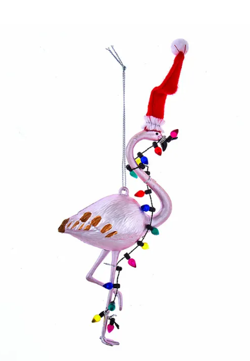 Flamingo with Christmas Lights Ornament from Kurt Adler