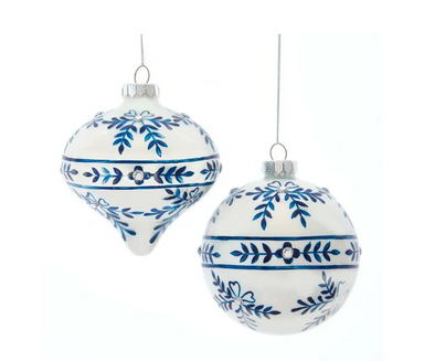 Glass Blue & White Ornaments