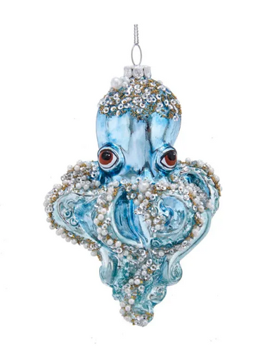 Glass Blue Octopus With Beads Ornament from Kurt Adler